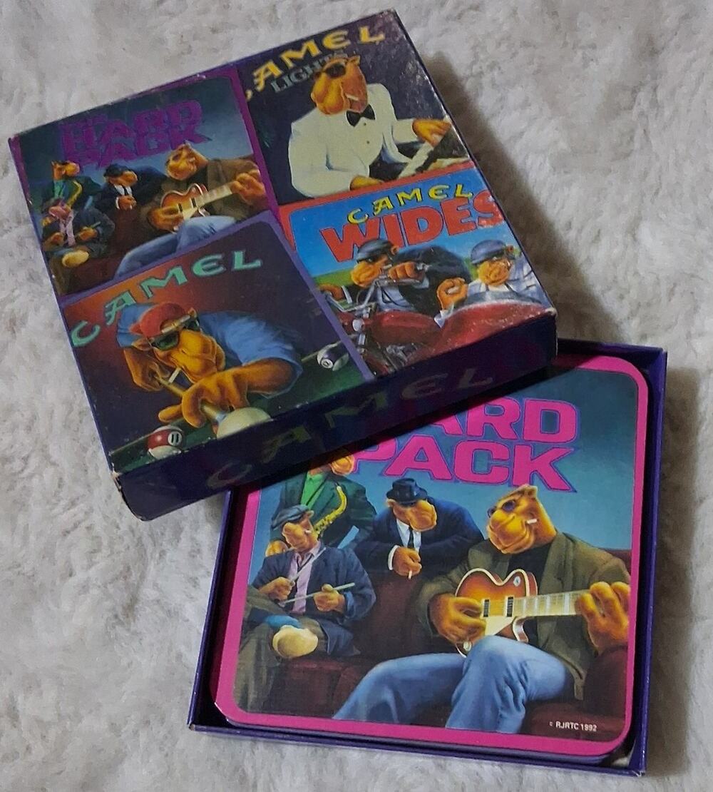 Camel Cigarettes Joe Camel Boxed vintage coaster set 4 w original box